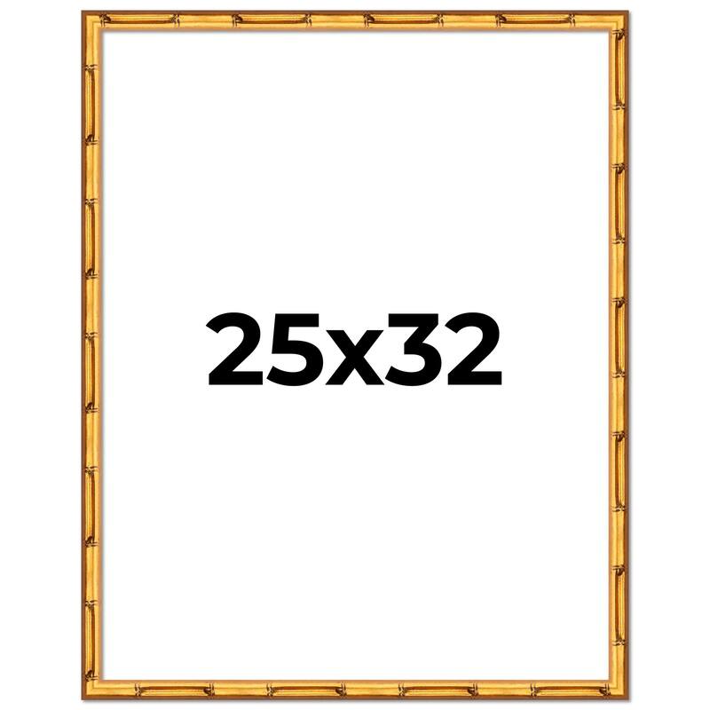 25x32 Frame Gold Bamboo Picture Frame Modern Photo Frame Includes UV Acrylic Shatter Guard Front Acid Free Foam Backing Board