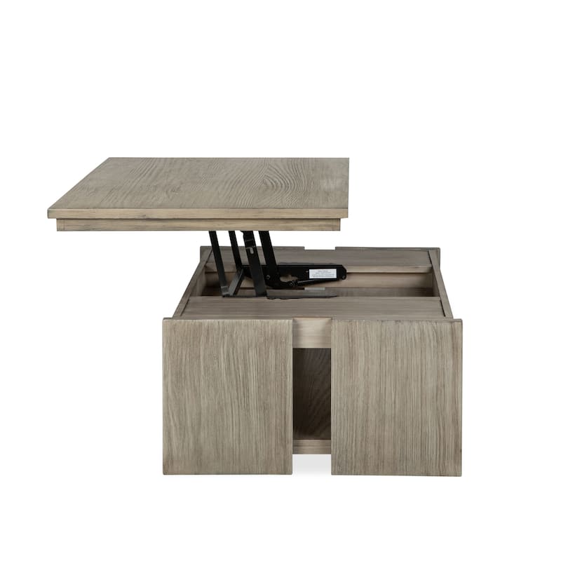 Magnussen Home Conrad Stone Harbor Grey Rectangular Lift Top Storage Cocktail Table with Casters - 50''W x 28''D x 17''H
