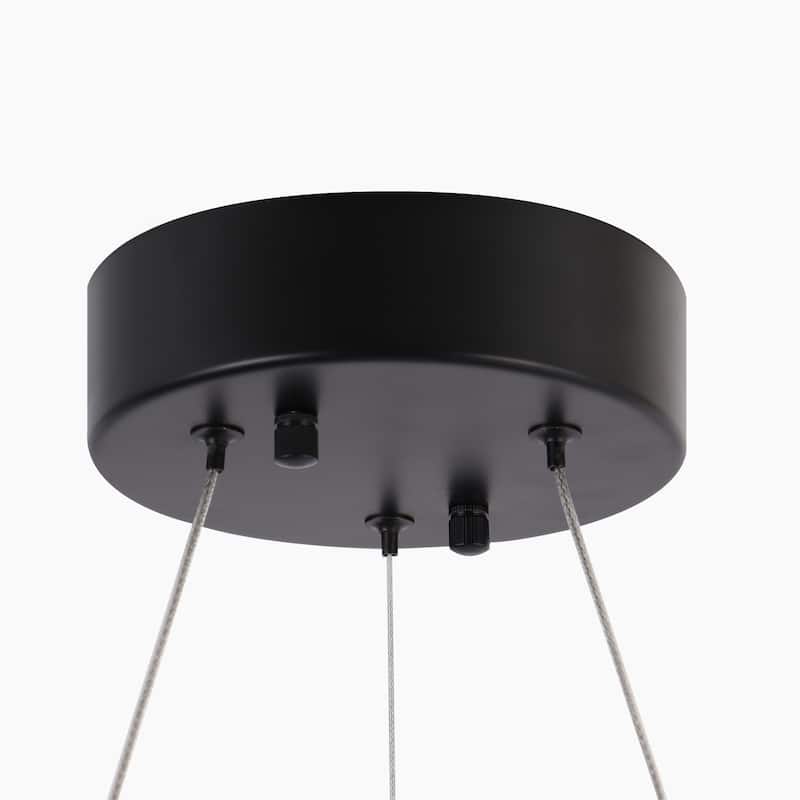 Modern LED Gold Black Drum Chandelier Wheel Lights for Dining Room Bedroom - D 23.5" x H 8"