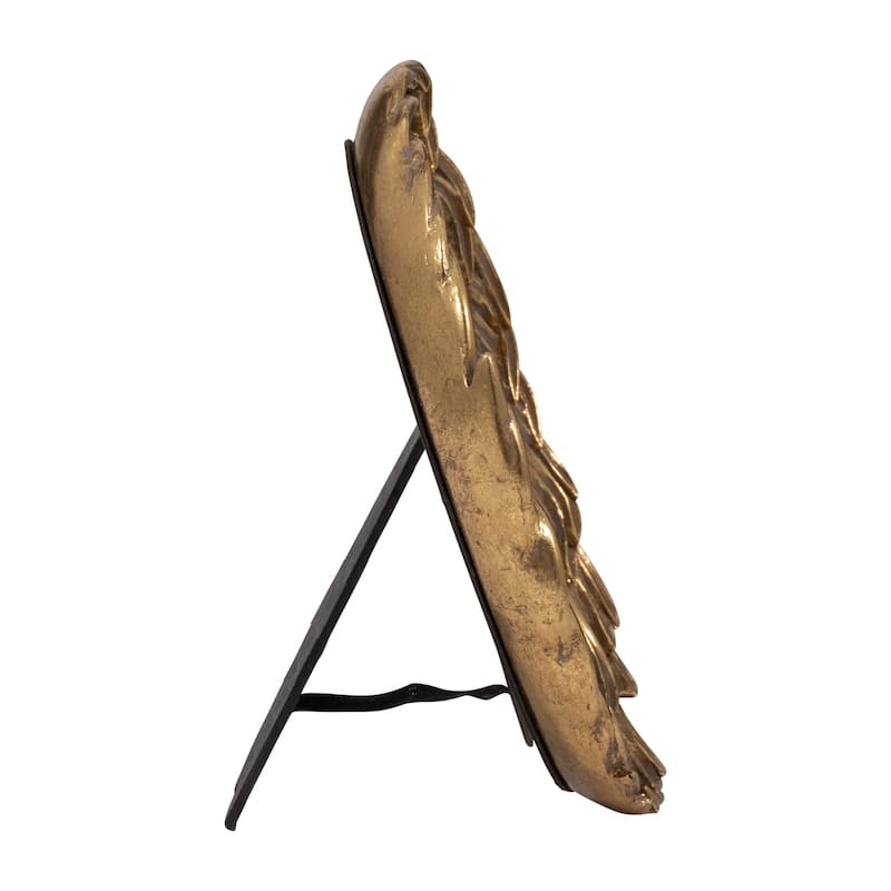 Sagebrook Home 4x6 Luxurious Gold Resin Feather Adorned Photo Frame, Accentuate Your Memories