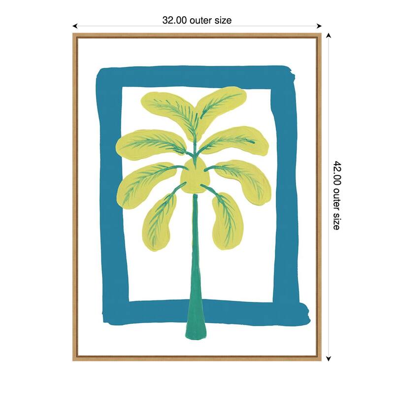 The New Oasis 3 by Bronwyn Baker Framed Canvas Wall Art Print - Sylvie Natural - 32 x 42 in