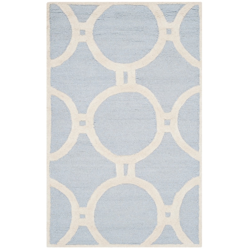 SAFAVIEH Handmade Cambridge Nurije Modern Moroccan Wool Rug - 2'6" x 4' - Light Blue/Ivory