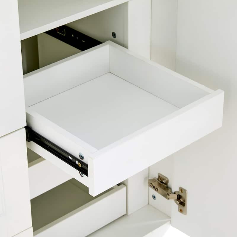 53" Modern Kitchen Pantry Cabinet with 6 Doors, Pull-Out Trays & Wine Rack