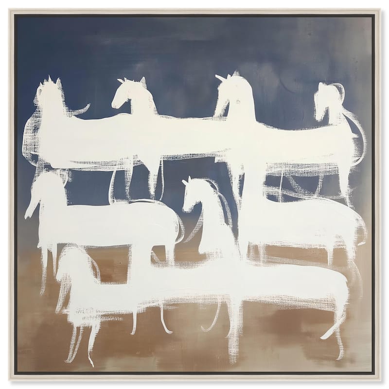 Phantom Herd Canvas by Art Remedy - 16" x 16" - Silver