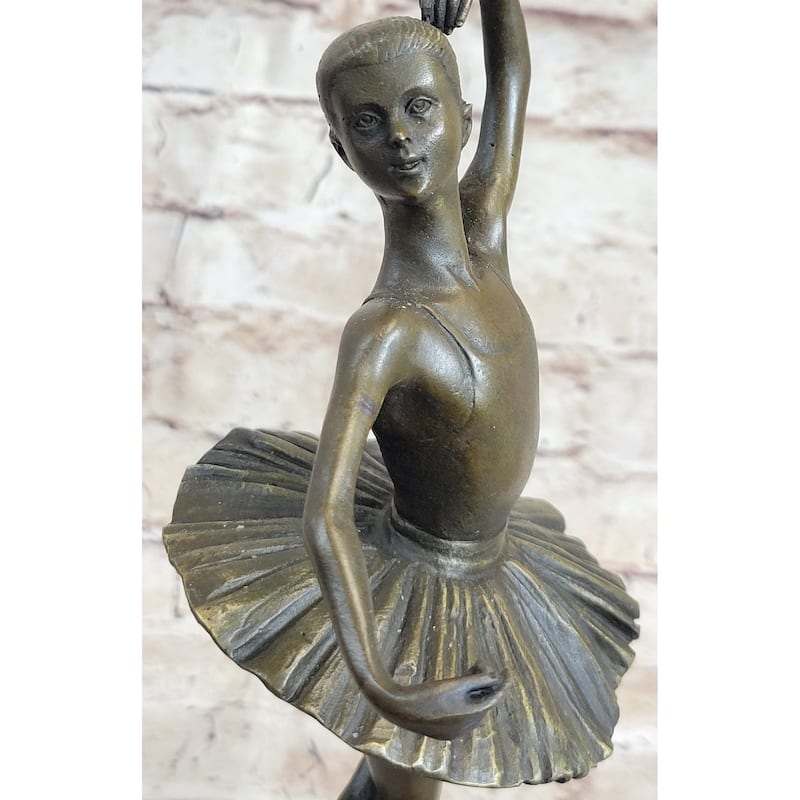 Ballerina Ballet Dancer Girl Bronze Sculpture Figurative Art Signed Original On Marble Base