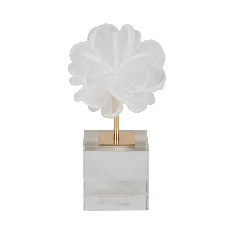 Sagebrook Home JLiliana Crystal Flower Statuary, Perfect for Decor