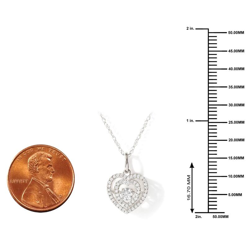 10K White Gold 1/5ct TDW Diamond Heartbeat Pendant Necklace for Women - White H-I