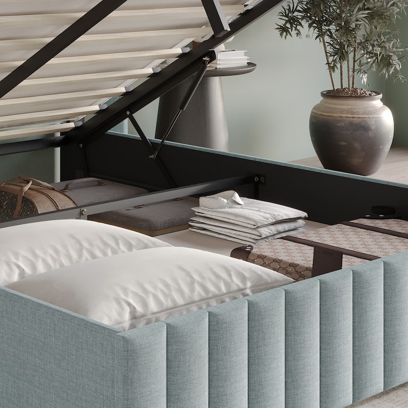 CraftPorch Minimalist Wingback Platform Lift Up Storage Bed