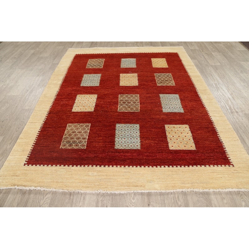 Geometric Modern Gabbeh Kashkoli Oriental Area Rug Wool Handmade - 6'0" x 7'7"