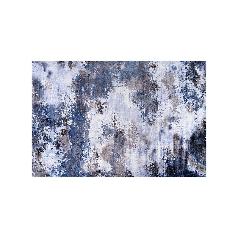 Beverly Rug Queen Abstract Non-Slip Rubber Back Washable Indoor Area Rug - 2 X 3 - Navy