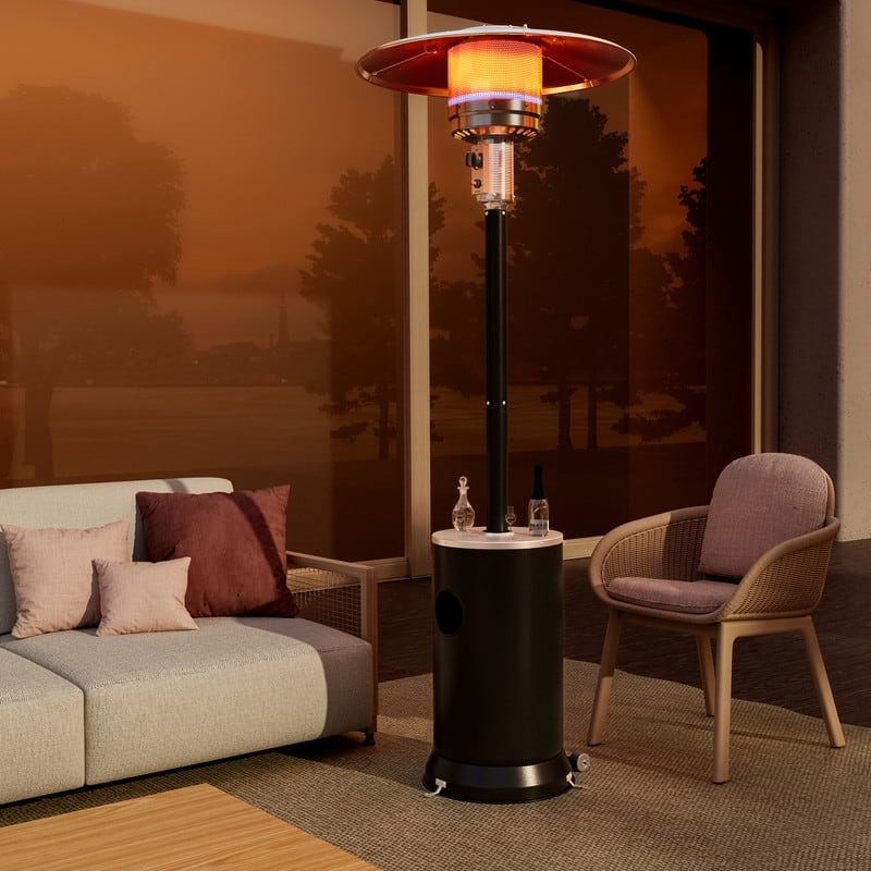 48000 BTU Propane Standing Patio Heater with Cover - N/A - Black