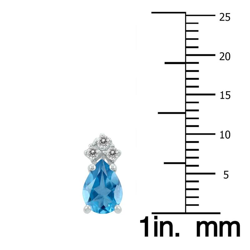 Marquee 14K White Gold 8x6MM Pear Blue Topaz and Diamond Earrings