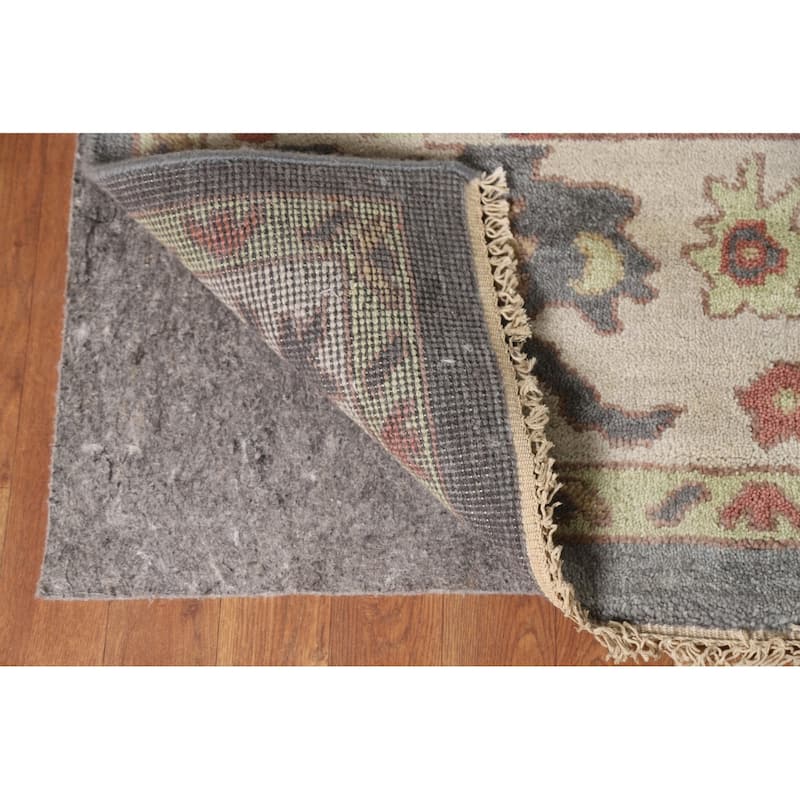 Gray Floral Oushak Oriental Area Rug Handmade Wool Carpet - 9'2"x 11'9"
