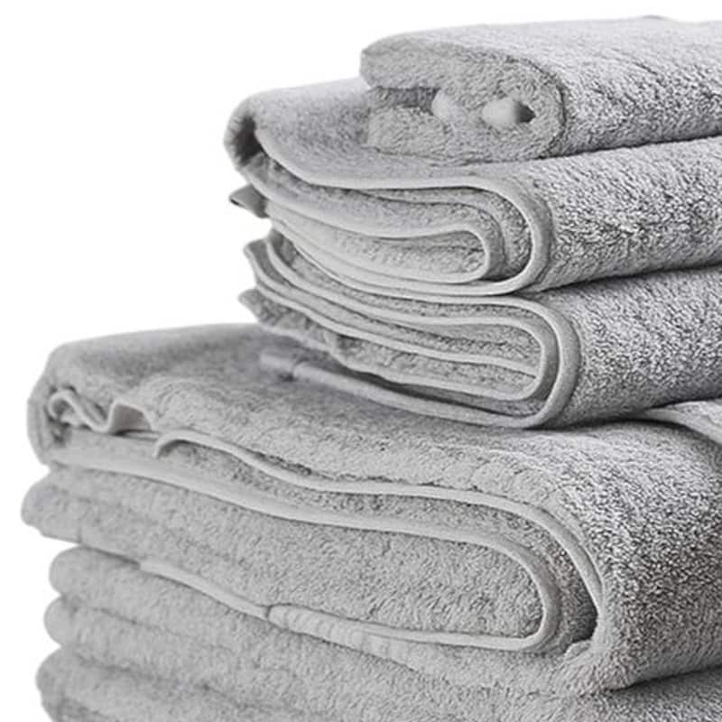 HomeRoots Set of Six Light Gray Cotton Quick Dry Terry Cloth Towels - 54.00' X '30.00' X '1.00