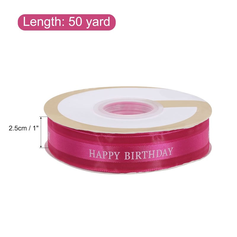 1 Inch Happy Birthday Satin Ribbon 50 Yards Ribbon Roll Bow Decoration - 50 Yards