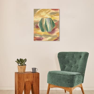 Wynwood Studio Canvas Abstract Hexagon Dimension Gold Modern & Contemporary Wall Art Canvas Print