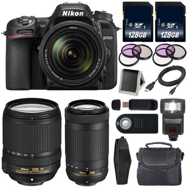 Nikon D7500 Dslr Camera With 18 140mm Lens International Model Nikon Af P Dx 70 300mm F 4 5 6 3g Ed Lens Carrying Case Bundle Overstock