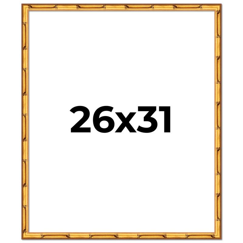26x31 Frame Gold Bamboo Picture Frame Modern Photo Frame Includes UV Acrylic Shatter Guard Front Acid Free Foam Backing Board