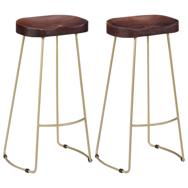 vidaXL Gavin Bar Stools 2 pcs Solid Mango Wood - 17.7" x 15.7" x 30.7"