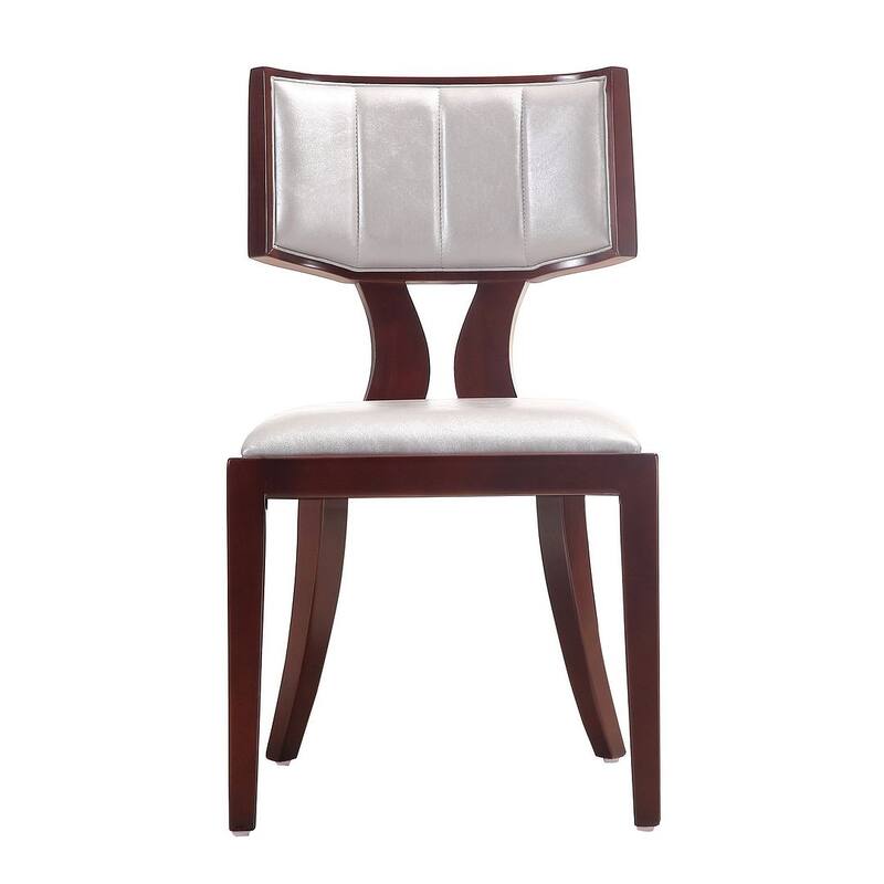 Pulitzer Pearl White and Walnut Faux Leather Dining Chair (Set of Two)