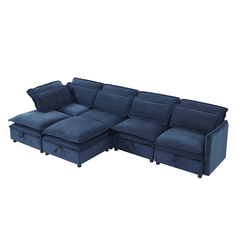Roomfitters U-Shaped Modular Sectional Sofa with Storage, Convertible 6-Seater Couch for Living Room