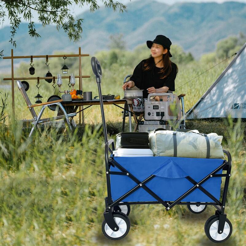 Outdoor Multipurpose Collapsible Beach Trolley Cart, Camping Folding Wagon