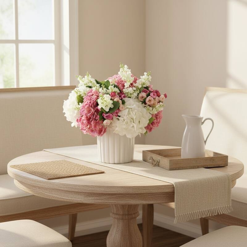 Centerpiece with Hydrangea, Lilacs and Ranunculus - 16