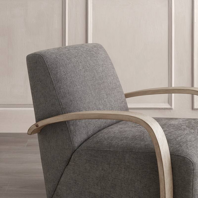 Eli Swivel Accent Chair with U-Shaped Wood Arm