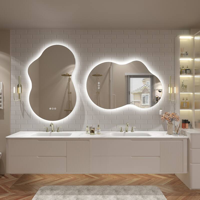 UL Certified Irregular LED Anti-fog Cloud-shaped Wall Bathroom Vanity Mirror