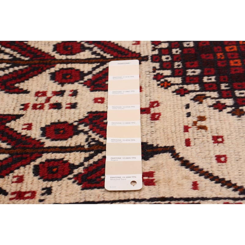 ECARPETGALLERY Hand-knotted Royal Baluch Cream, Red Wool Rug - 3'6 x 6'4