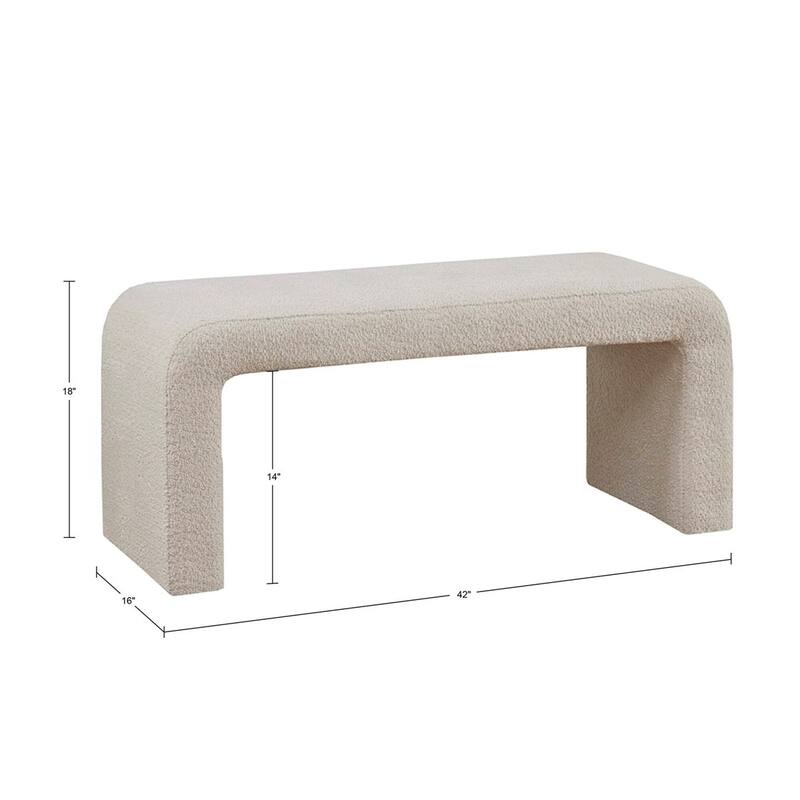 Boucle Waterfall Bench Beige 42"W - Beige