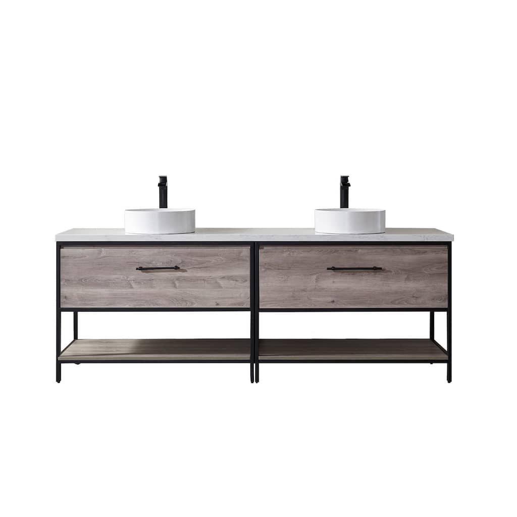 Murcia 84" Vanity with Countertop and vessel sink Without Mirror