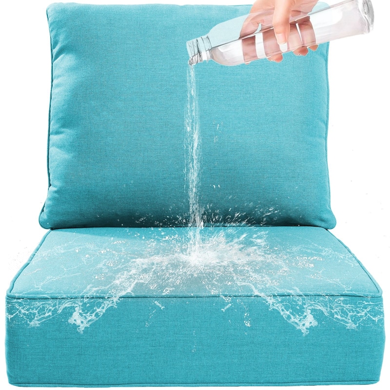 22" W x 24" D x 6" T Water & Fade Resistant Outdoor Lounge Chair Replacement Cushion Set