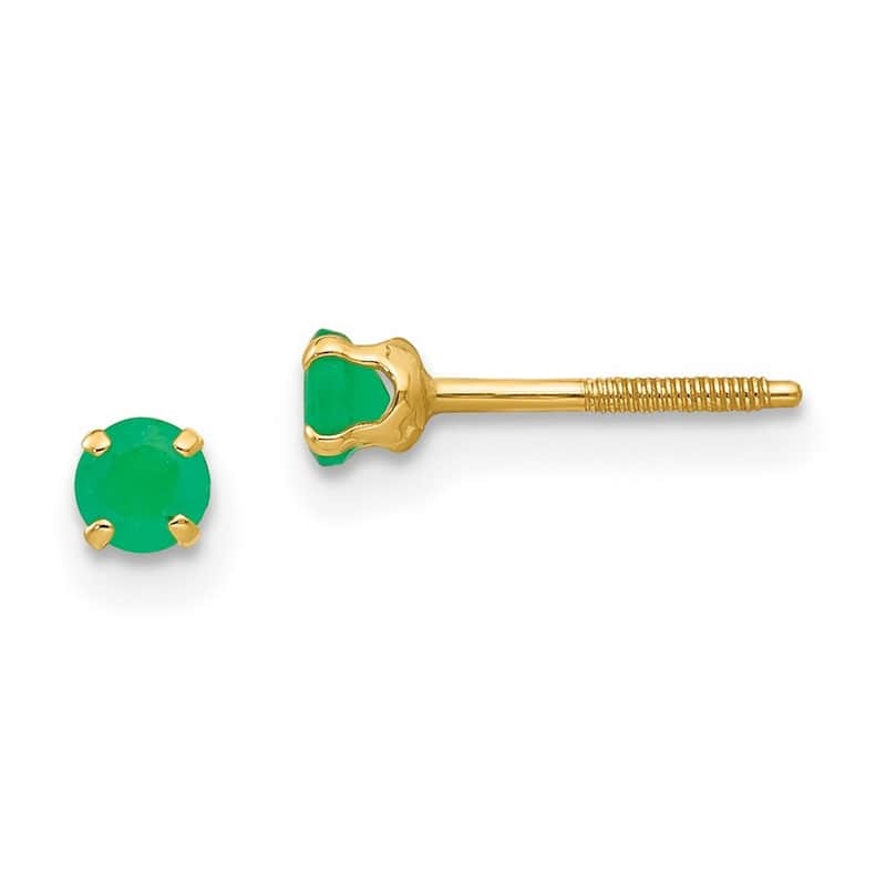 Curata 14k Yellow Gold 3mm Emerald Childrens Earrings (4x4mm)