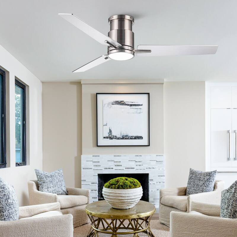 YUHAO Kaleido 48 in. Indoor Matte Black Ceiling Fans with 3-Colors Integrated LED and Dual-Finish Blades