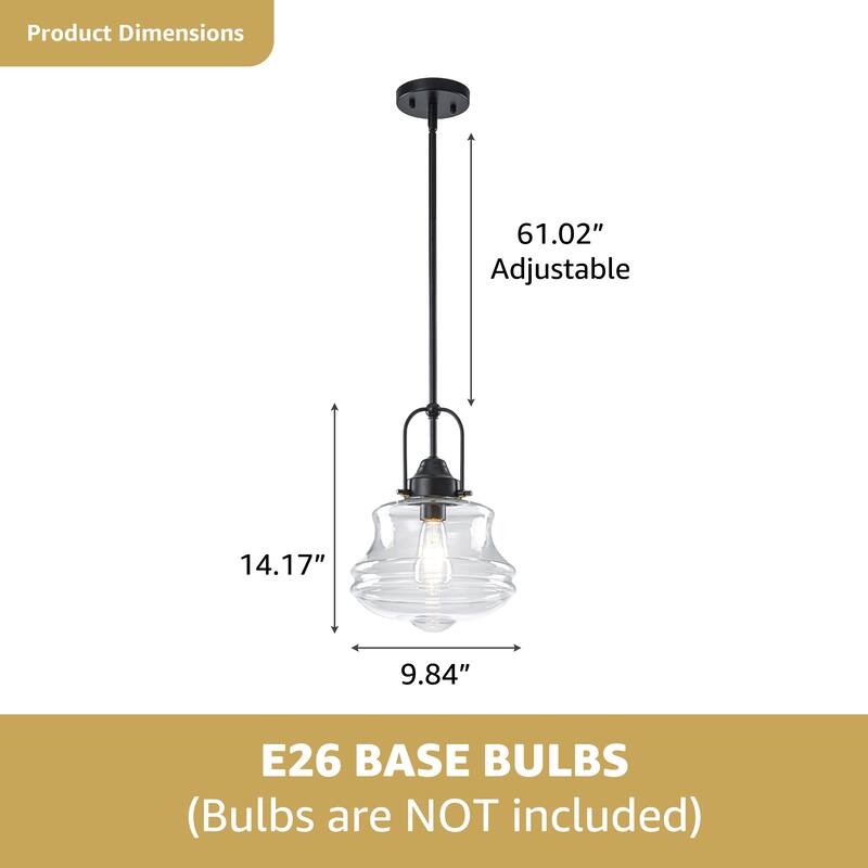 Starsky 1-Light Farmhouse Schoolhouse Single Pendant