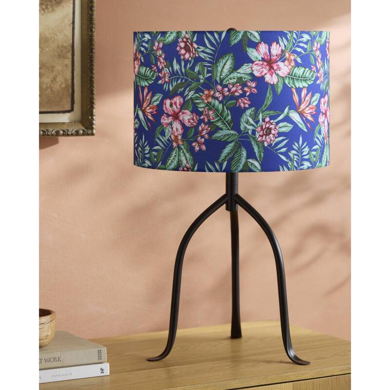 Livabliss Floriva Traditional Accent Table Lamp - 25"H x 15"W x 15"D - Purple/Black
