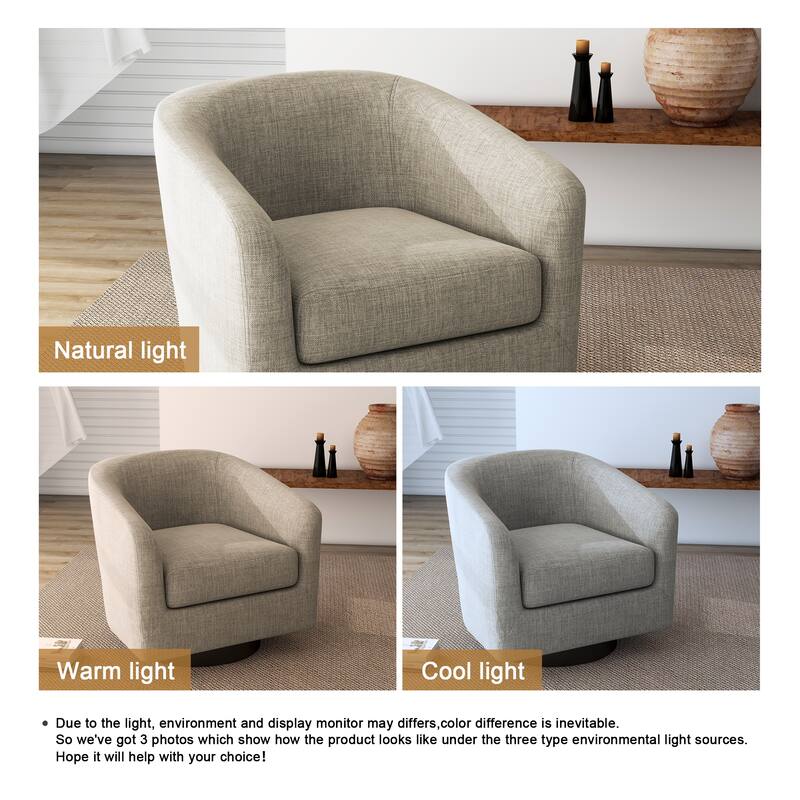 Round Barrel Armchair 360-Degree Swivel Accent Chairs