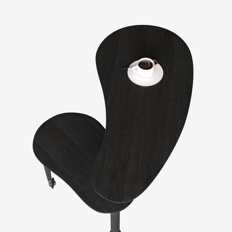 Contemporary rotatable cocktail table with solid rubber wood legs, 360 degree rotating coffee table