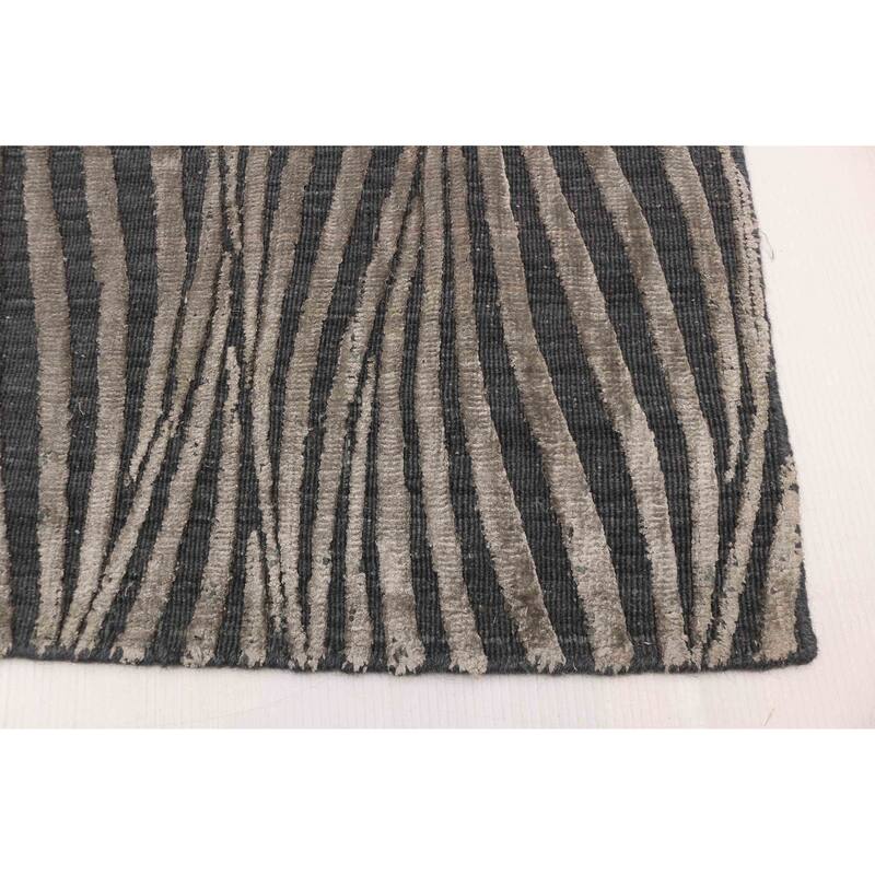 ECARPETGALLERY Hand Loomed Elysian Grey Viscose, Wool Rug - 5'2 x 8'0
