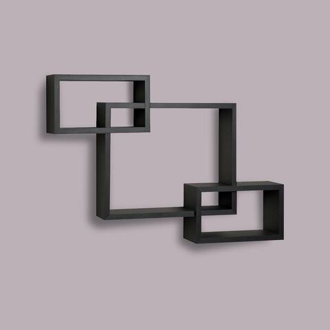 Benzara Black Laminate Intersecting Wall Shelf