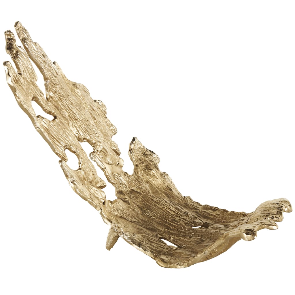 Aluminum Metal Leaf Textured Folded Leaf Decorative Bowl - Gold - Roche River Decor