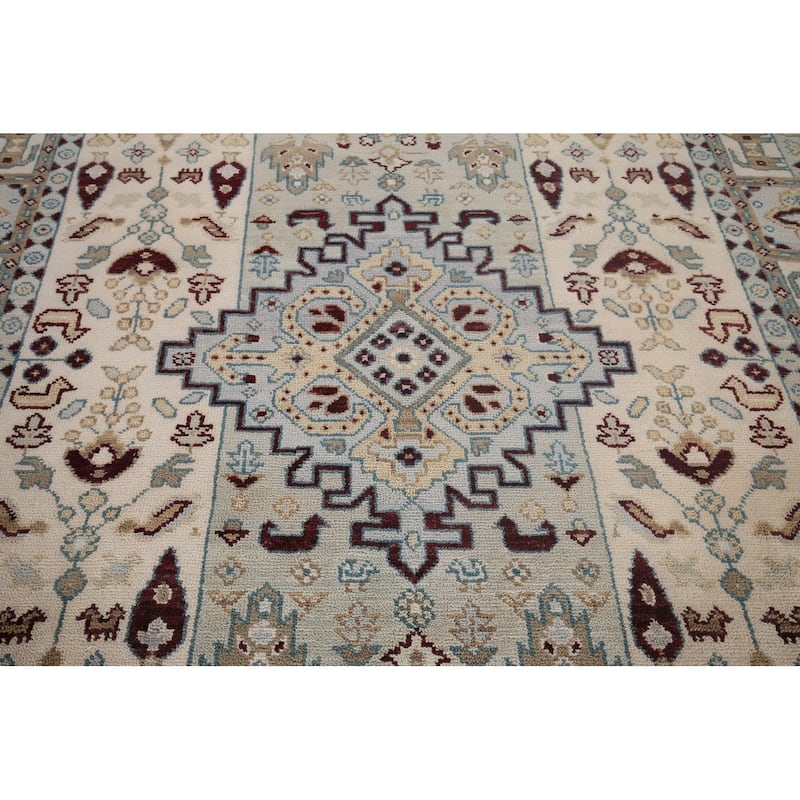 Tribal Geometric Heriz Serapi Area Rug Handmade Oriental Wool Carpet - 7'10"x 9'7"