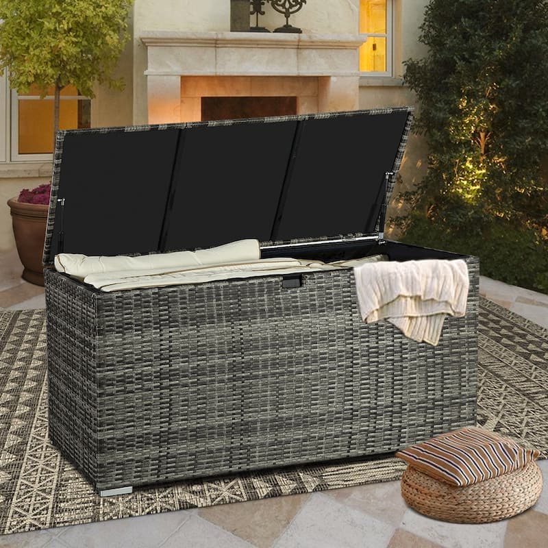 Patio Wicker 120 Gallon Grey Outdoor Storage Deck Box - N/A - Grey