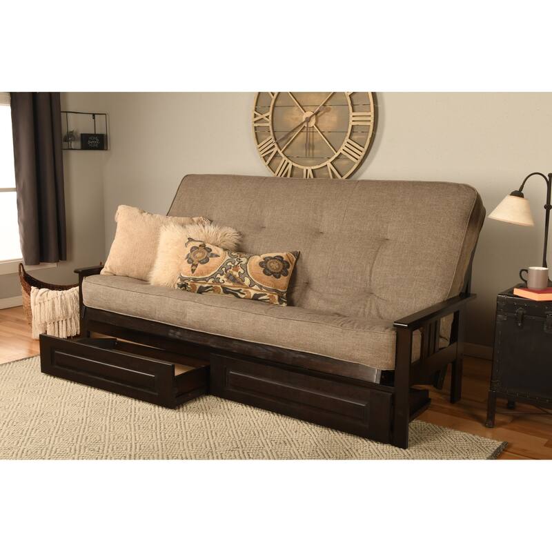 Somette Queen-size Cotton and Foam Mattress with Linen Cover (Frame Not Included) - Linen Stone