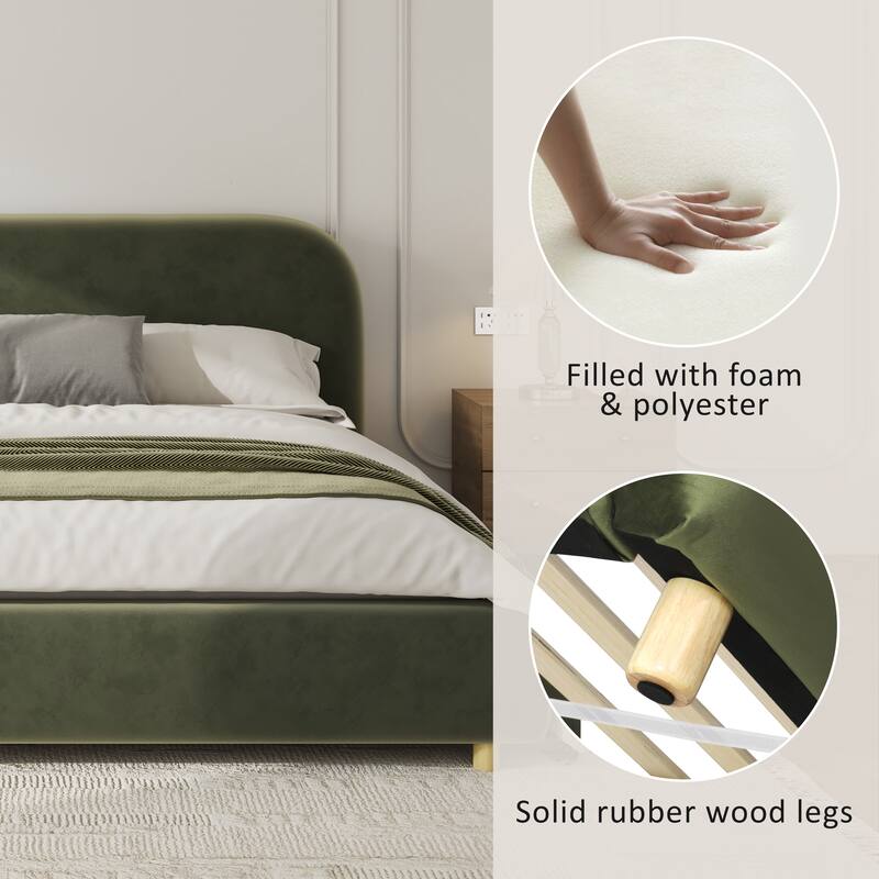 Christopher Knight Home - Eleanor Boucle Fabric Upholstered Platform Bed with Curve-Shaped Design