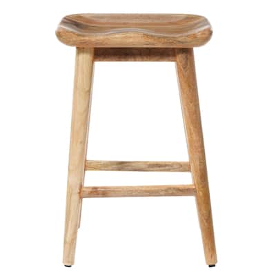 Wood Counter Stool with Footrest - Brown - Roche River Decor