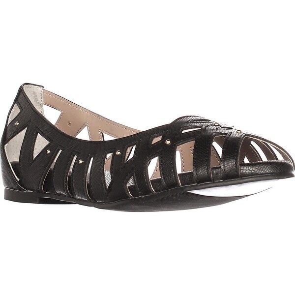 black peep toe ballet flats