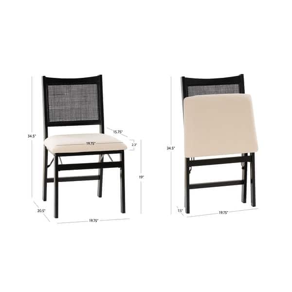 dimension image slide 0 of 3, Linon Beulah Rattan Folding Dining Chair