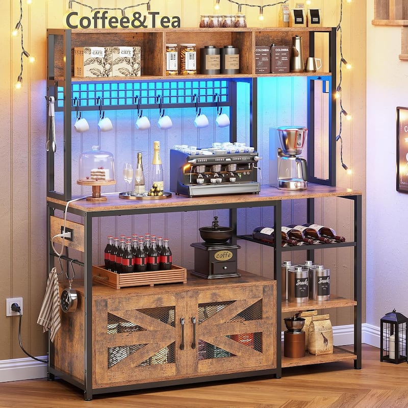 Baker's Rack Coffee Bar Cabinet Microwave Stand Kitchen Cabinet